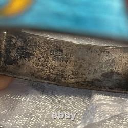 LOVE SIAM 925 Sterling Silver Vintage Enamel Blue Round Bangle Bracelet 21 Gram