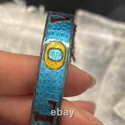 LOVE SIAM 925 Sterling Silver Vintage Enamel Blue Round Bangle Bracelet 21 Gram