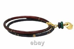 La Nouvelle Bague 925 18K 750 Yellow Gold Burgundy/Blue Enamel Bangle Bracelet