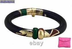 La Nouvelle Bague 925 18K Yellow Gold Red Green Blue Enamel Bangle Bracelet