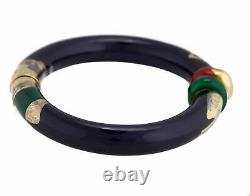 La Nouvelle Bague 925 18K Yellow Gold Red Green Blue Enamel Bangle Bracelet