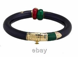 La Nouvelle Bague 925 18K Yellow Gold Red Green Blue Enamel Bangle Bracelet
