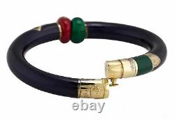 La Nouvelle Bague 925 18K Yellow Gold Red Green Blue Enamel Bangle Bracelet