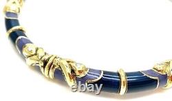 La Nouvelle Bague Blue Enamel 18k Diamond SET of Necklace 101g & Bangle 59.g