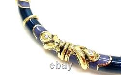 La Nouvelle Bague Blue Enamel 18k Diamond SET of Necklace 101g & Bangle 59.g