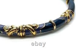 La Nouvelle Bague Blue Enamel 18k Diamond SET of Necklace 101g & Bangle 59.g