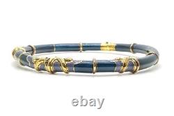 La Nouvelle Bague Blue Enamel 18k Diamond SET of Necklace 101g & Bangle 59.g