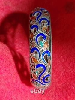Ladies Enamel Sterling Silver 925 Bangle Brac
