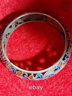 Ladies Enamel Sterling Silver 925 Bangle Brac