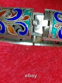 Ladies Enamel Sterling Silver 925 Bangle Brac