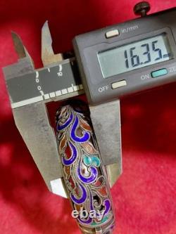 Ladies Enamel Sterling Silver 925 Bangle Brac