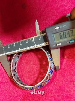 Ladies Enamel Sterling Silver 925 Bangle Brac