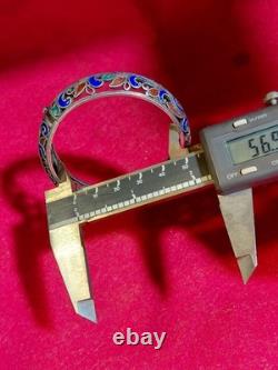 Ladies Enamel Sterling Silver 925 Bangle Brac