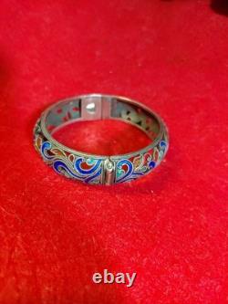 Ladies Enamel Sterling Silver 925 Bangle Brac