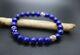 Lapis Lazuli Beaded Bracelet Silver Plated With Gold And Enamel Handmade 8mm