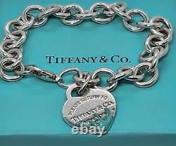 Large 8.25 Return to Tiffany Blue Enamel Color Splash Heart Tag Charm Bracelet