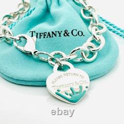 Large 8.5 Return to Tiffany Blue Enamel Color Splash Heart Tag Charm Bracelet