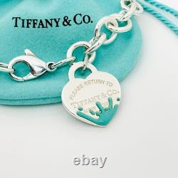 Large 8.5 Return to Tiffany Blue Enamel Color Splash Heart Tag Charm Bracelet