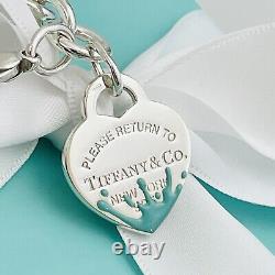 Large 8.5 Return to Tiffany Blue Enamel Color Splash Heart Tag Charm Bracelet