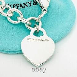 Large 8.5 Return to Tiffany Blue Enamel Color Splash Heart Tag Charm Bracelet