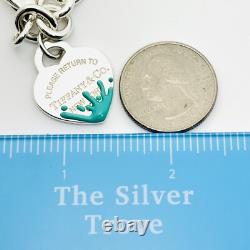 Large 8.5 Return to Tiffany Blue Enamel Color Splash Heart Tag Charm Bracelet