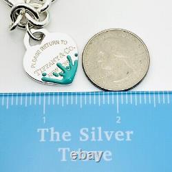 Large 8.5 Return to Tiffany Blue Enamel Color Splash Heart Tag Charm Bracelet