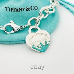 Large 9 Return to Tiffany Blue Enamel Color Splash Heart Tag Charm Bracelet