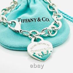 Large 9 Return to Tiffany Blue Enamel Color Splash Heart Tag Charm Bracelet