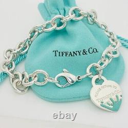 Large 9 Return to Tiffany Blue Enamel Color Splash Heart Tag Charm Bracelet
