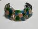 Large Vintage Pink Fused Glass Enamel Green & Blue Abstract Modernist Bracelet