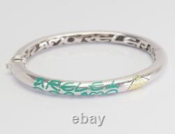 Leopoldo Poli designer sterling silver 18k gold blue enamel vintage bracelet