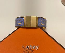 Limited Edition HERMES Bangle Bracelet, Gold & Multicolor Moon & Star Enamel
