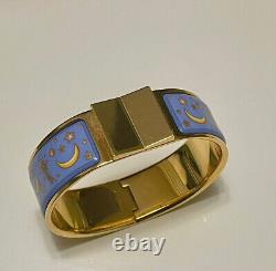 Limited Edition HERMES Bangle Bracelet, Gold & Multicolor Moon & Star Enamel