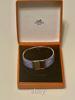 Limited Edition HERMES Bangle Bracelet, Gold & Multicolor Moon & Star Enamel