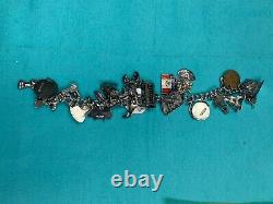 Lot 2 Vintage Sterling Charm Bracelets Rare Enamel Movers 45 Charms + 5 Bonus