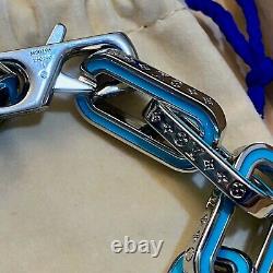 Louis Vuitton Monogram Chain Links Blue Enamel Bracelet