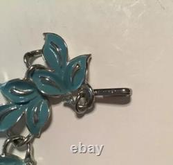 Lovely Coro Necklace Earrings & Bracelet Robin's Egg Blue Enamel Silver tone #2