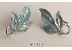 Lovely Coro Necklace Earrings & Bracelet Robin's Egg Blue Enamel Silver tone #2