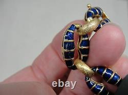 Lovely Estate Blue Enamel Uno A Erre 18K Hand Carved Vide Link Bracelet- 43.6 gr