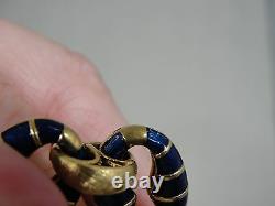 Lovely Estate Blue Enamel Uno A Erre 18K Hand Carved Vide Link Bracelet- 43.6 gr