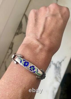 Lovely vintage'70s Italian sterling silver marked floral enamel bracelet