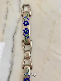 Lovely vintage'70s Italian sterling silver marked floral enamel bracelet