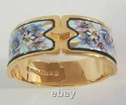 M. Frey Wille Enamel Bracelet Bangle Gold Plated blue floral