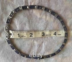 MARGOT DE TAXCO Sterling Silver Greek Key Blue Enamel Inlay Necklace + Bracelet
