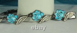 MARGOT de TAXCO Bracelet Signed STERLING White Blue Speckled ENAMEL 5871 Mexico