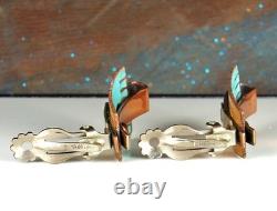 MATISSE SCULTURA Blue Enamel Signed Set 1950s Wearable Art Abstract Modern 96.6g