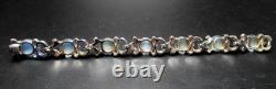 MAZER Unsigned Blue Glass Moonstone Rhinestone Enamel Bracelet Dress Clip Set
