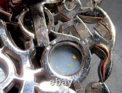 MAZER Unsigned Blue Glass Moonstone Rhinestone Enamel Bracelet Dress Clip Set