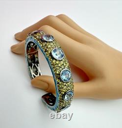 MCL Matthew Campbell Laurenza Enamel Sterling 925 Topaz Corundum Cuff Bracelet