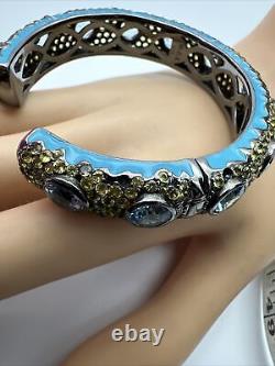 MCL Matthew Campbell Laurenza Enamel Sterling 925 Topaz Corundum Cuff Bracelet